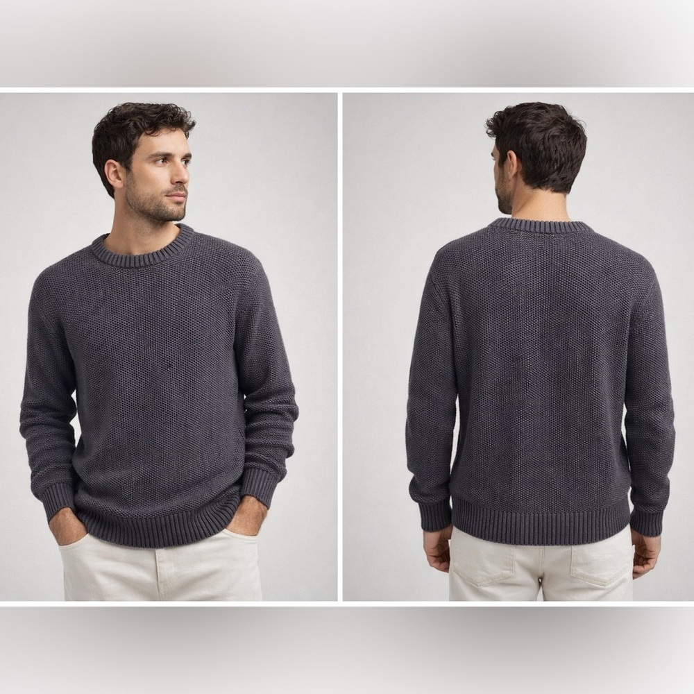 California Shirt Co Textured Knit Sweater Gray Size M Men Crewneck Basic